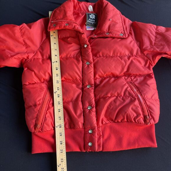 Alpine Designs Puffer Jacket Girl Size 12 Red Full Zip USA Down Ski Winter Nylon - Picture 9 of 13